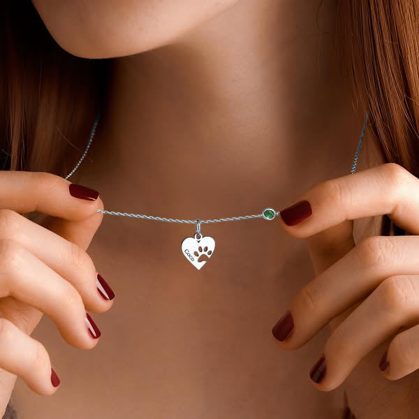 Collana personalizzata con zampa, cuore e nome