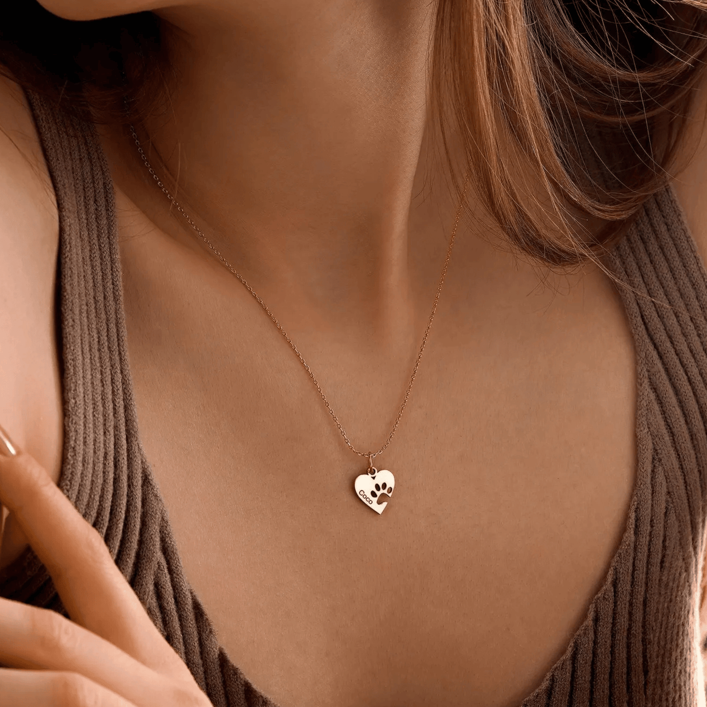 Collana personalizzata con zampa, cuore e nome