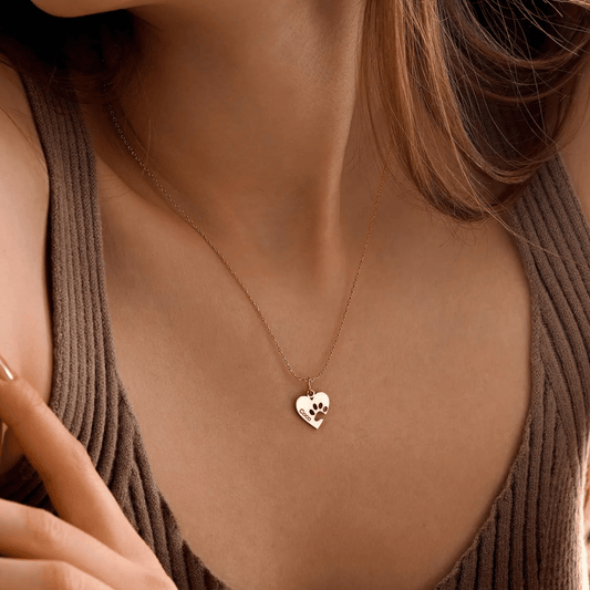 Collana personalizzata con zampa, cuore e nome