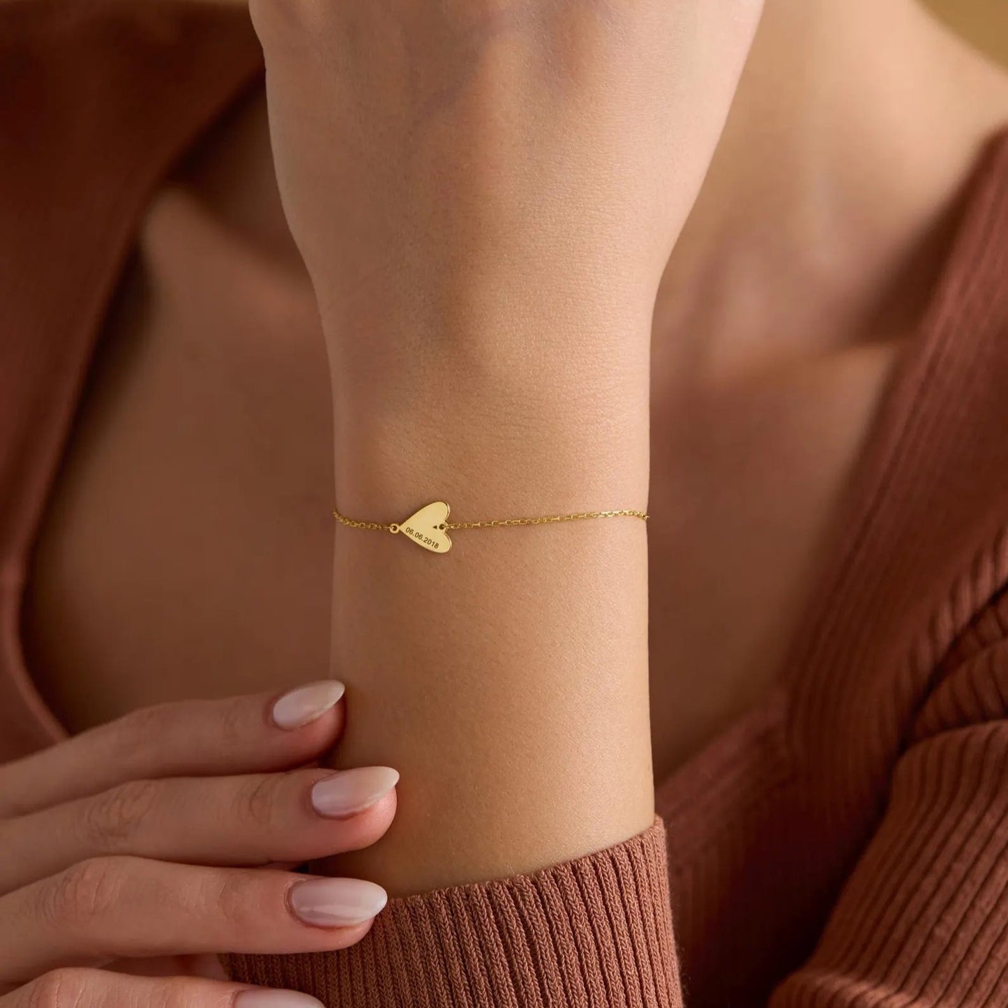 Bracciale personalizzato con cuore inciso