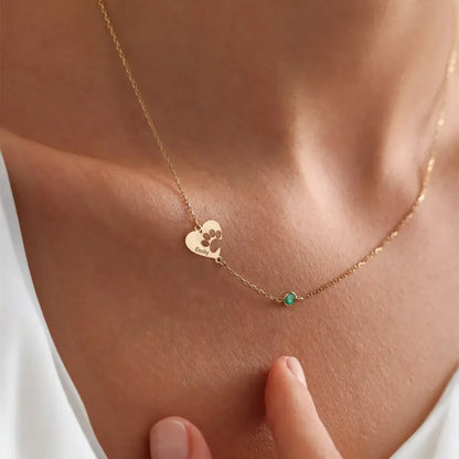 Collana personalizzata con zampa, cuore e nome