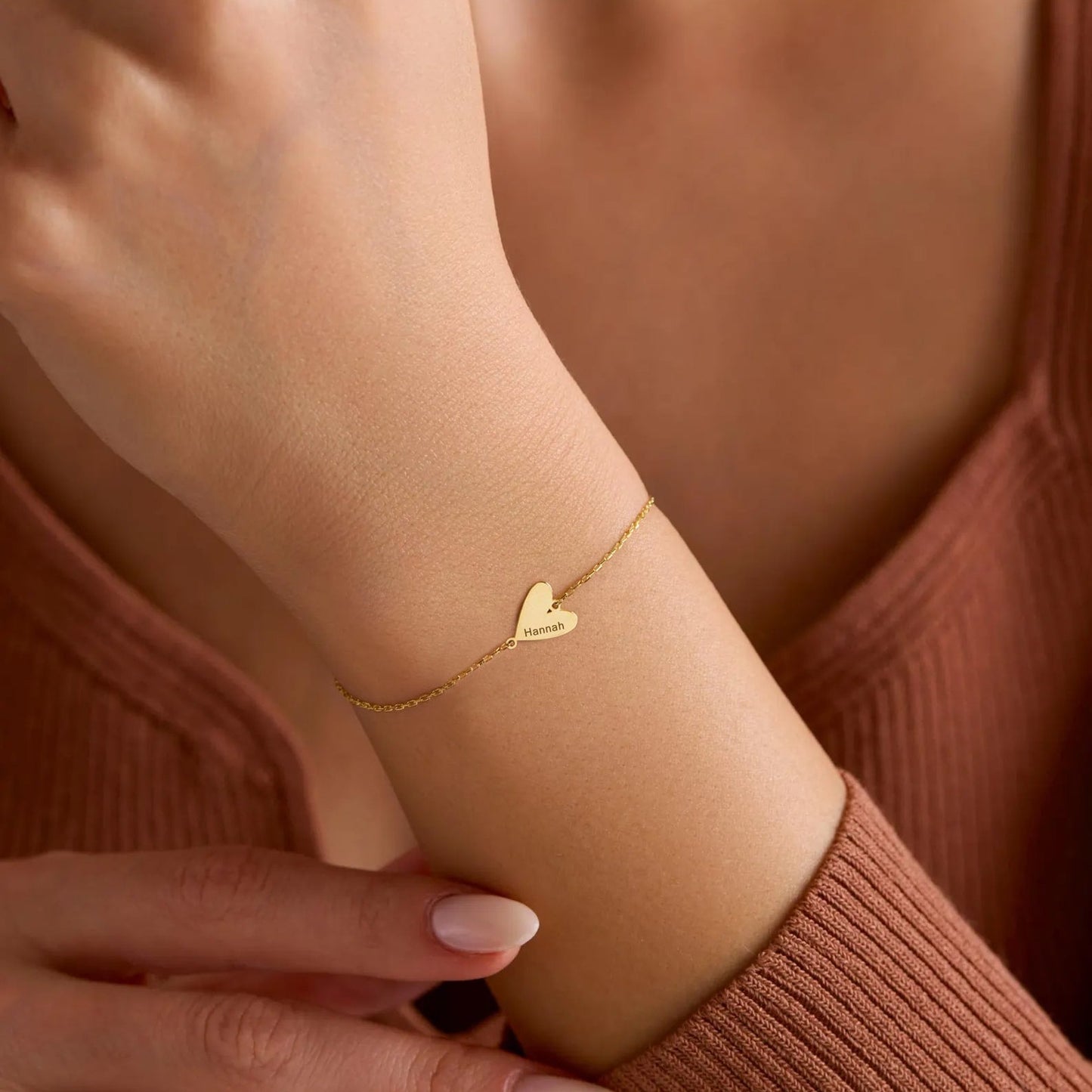 Bracciale personalizzato con cuore inciso