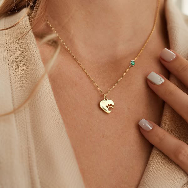Collana personalizzata con zampa, cuore e nome