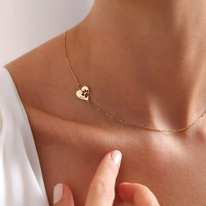 Collana personalizzata con zampa, cuore e nome