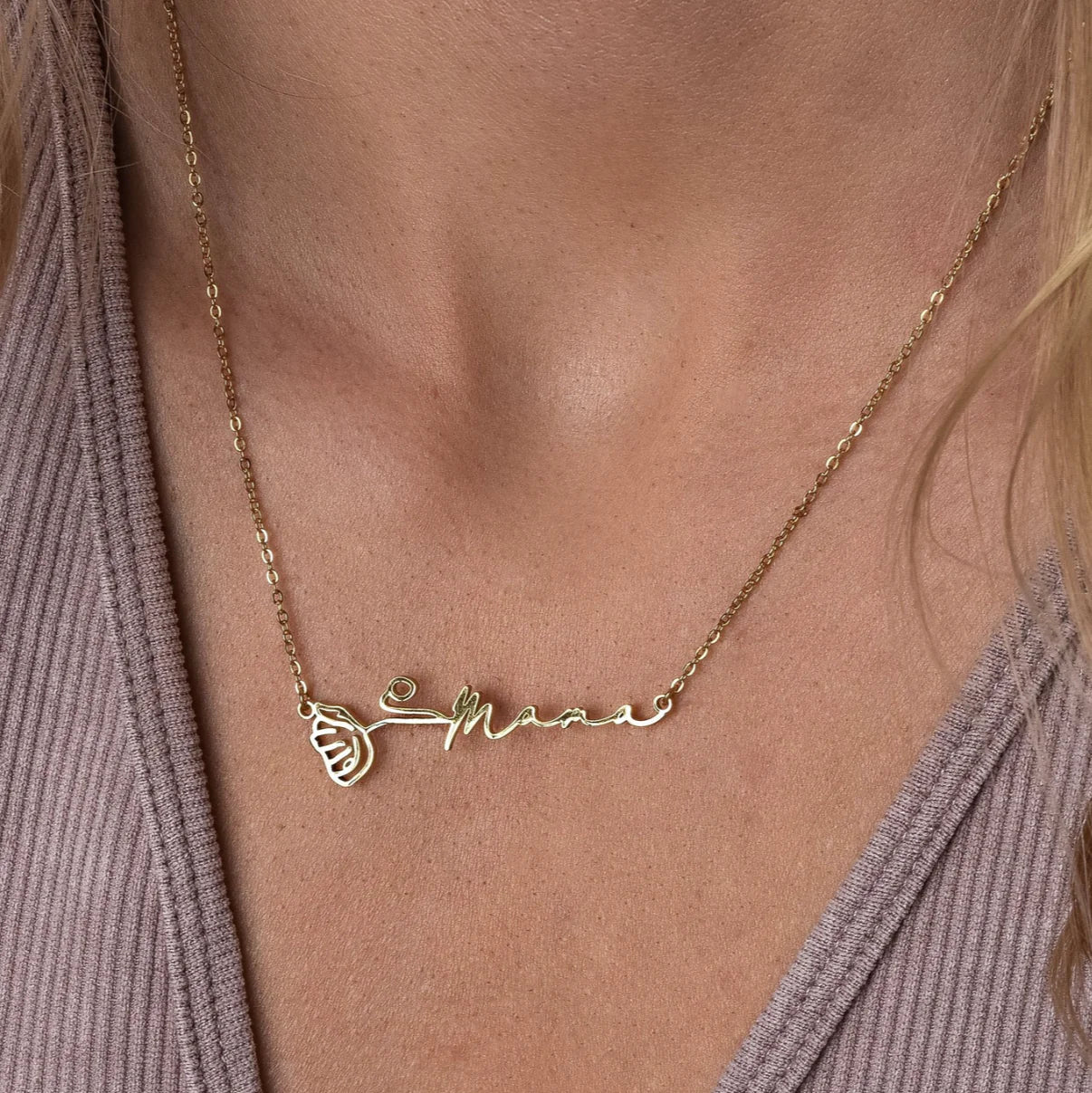 Collana personalizzata con nome e fiore di nascita