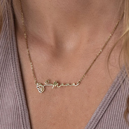 Collana personalizzata con nome e fiore di nascita